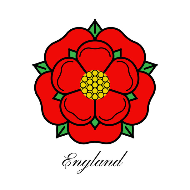 Tudor rose vector geïsoleerd icoon. Traditioneel heraldisch embleem van Engeland. De oorlog van rozen van huizen Lancaster en York. - Vector, afbeelding
