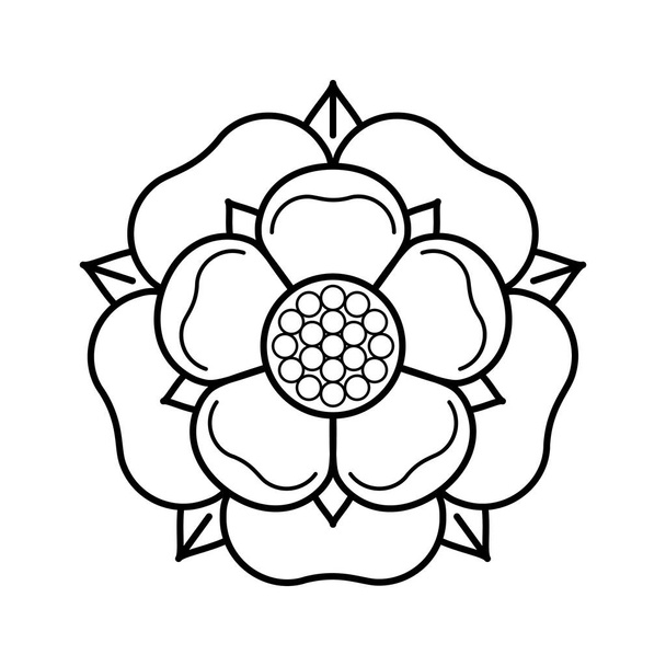 Tudor rose vector isolated icon. Traditional heraldic emblem of England. The war of roses of houses Lancaster and York. - Vector, Image
