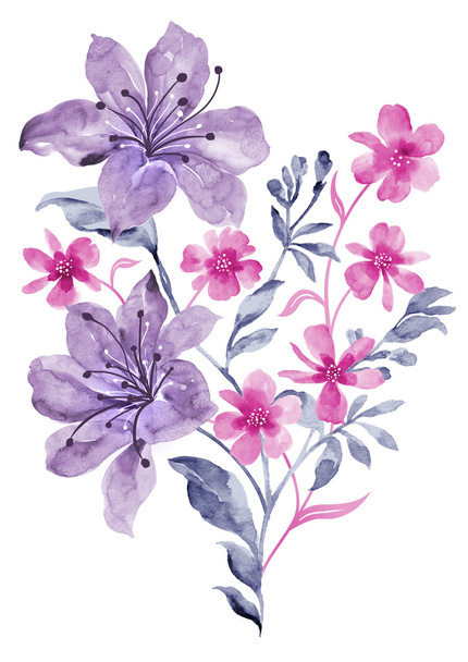 Watercolor flowers - Photo, image