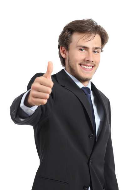 Young business man gesturing thumb up - Foto, Bild