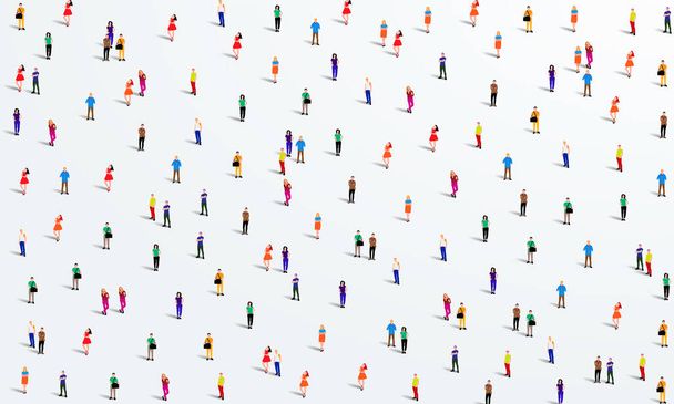 Large group of people on white background. People crowd concept. Vector illustration - Vector, Image
