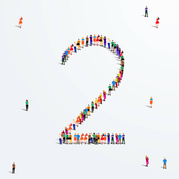 Large group of people in number 2 two form. Vector illustration - Vector, Image
