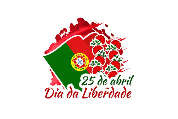 Переклад: 25 квітня: День свободи Португалії. Національний день Португалії Vector Illustration. Підходить для вітальної листівки, плаката і банера..  - Вектор, зображення