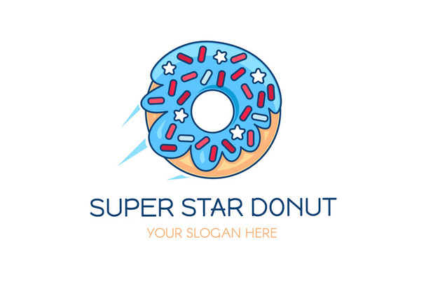 Bitten glasierte Donut-Logo isolierte Vektorvorlage - Vektor, Bild
