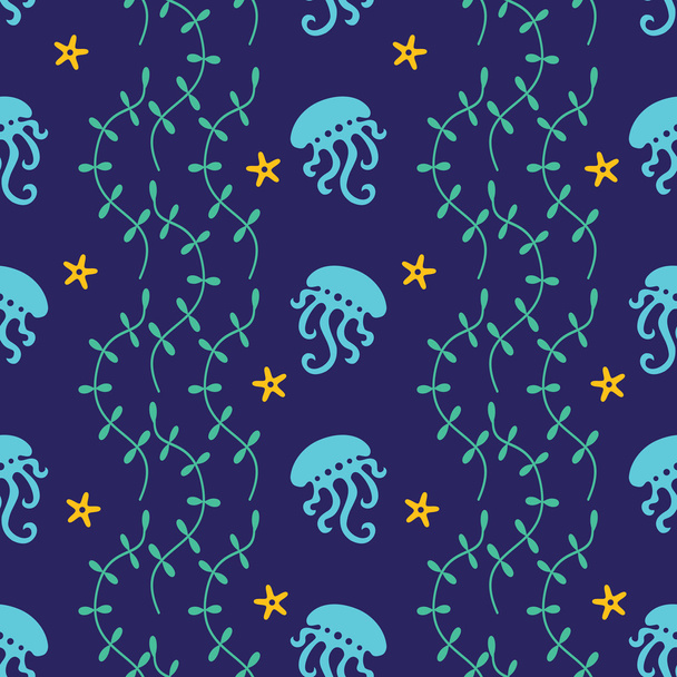 Sea pattern with jellyfish - Vecteur, image