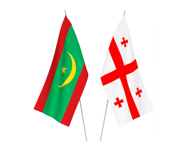 Georgia and Islamic Republic of Mauritania flags - Φωτογραφία, εικόνα