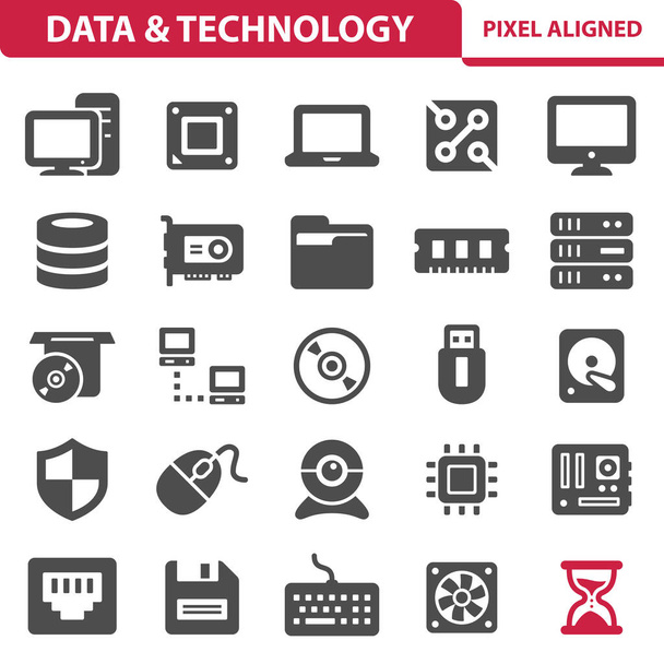 Data, Technology, Electronics Icons - Vector, Image