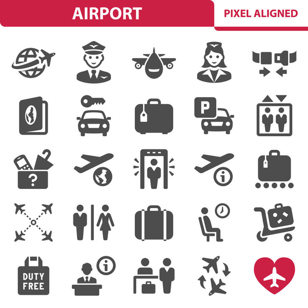 Аеропорт, подорож, туристичні ікони - Вектор, зображення