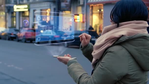Woman interacts hologram Refers - Felvétel, videó