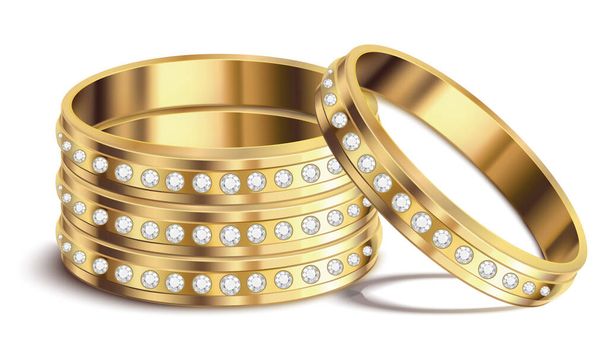 Indian gold diamond cut bangles fashion jewelry vector illustration - Vector, Image