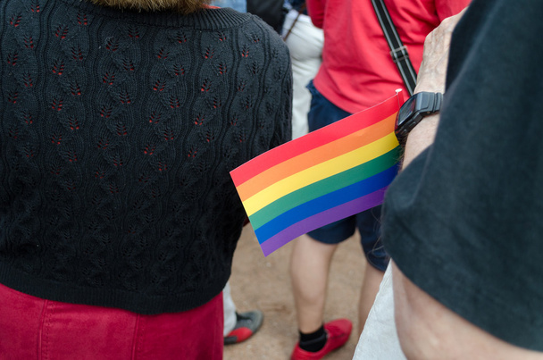 small paper rainbow flag gay parade symbol   - Photo, Image
