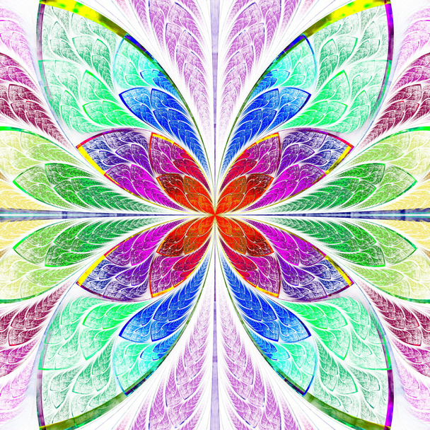 Flor fractal multicolor simétrica en estilo vitral. Co
 - Foto, Imagen