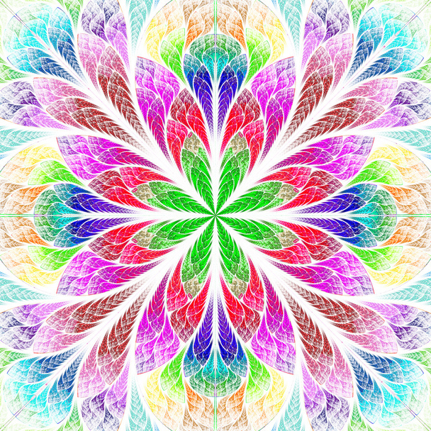 Многоцветный красивый фрактальный цветок. Компьютерная графика
 - Фото, изображение