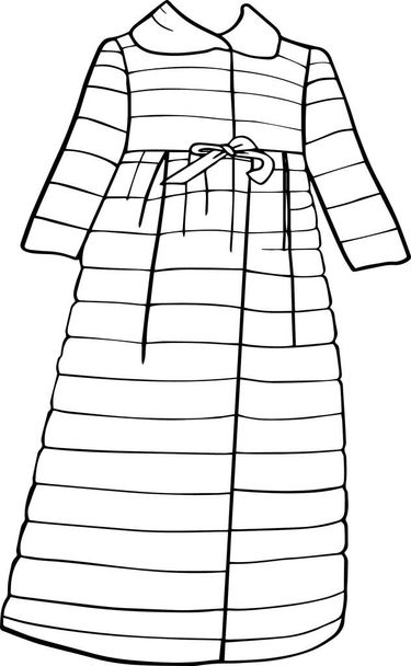 WebModel ciepłej szaty dla dziewczyny.Koncepcja kolorowanki dla dzieci .Wektor ilustracji na białym tle - Wektor, obraz