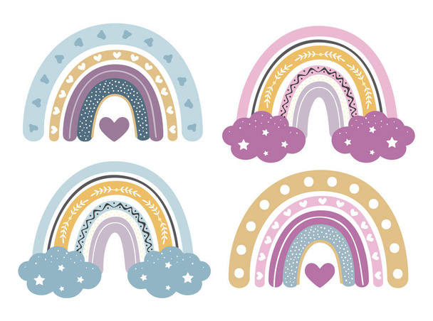 Baby rainbow svg file Set of nursery rainbow clipart childrens wall graphics for cutting machine and printers - Vektori, kuva