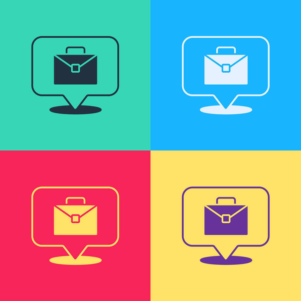Pop art Online working icon isolated on color background. Freelancer man working on laptop at his house. Remote work. Distant job concept.  Vector. - Vektör, Görsel