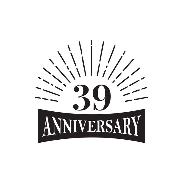 39th celebrando aniversario logotipo diseño vector plantilla - Vector, Imagen