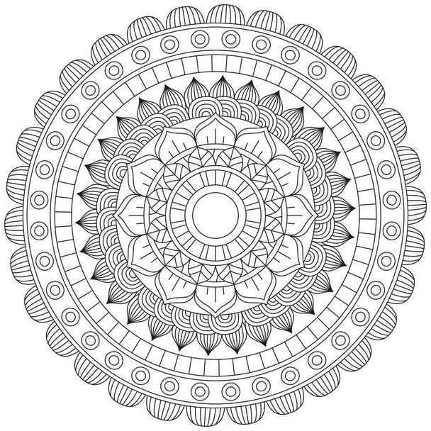 Feuille Coloriage Fleur Mandala Art Simple Mandala Forme vectorielle Floral Oriental contour Fleur Vintage Éléments décoratifs Modèle Illustration Islam Arabe Indien Turc Mystique Religion Moraux Lotus - Vecteur, image