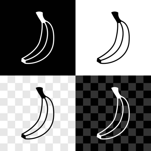 Set Banaan pictogram geïsoleerd op zwart-wit, transparante achtergrond. Vector. - Vector, afbeelding