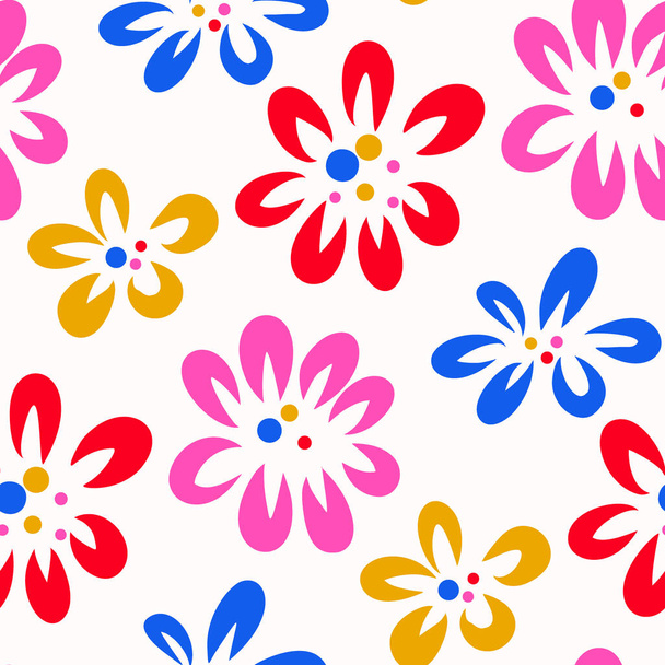 Seamless pattern  with flowers in doodle style. Vector illustration.  - Vektör, Görsel