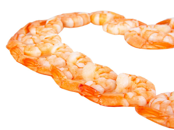 Many peeled shrimps isolated on the white background - Photo, Image