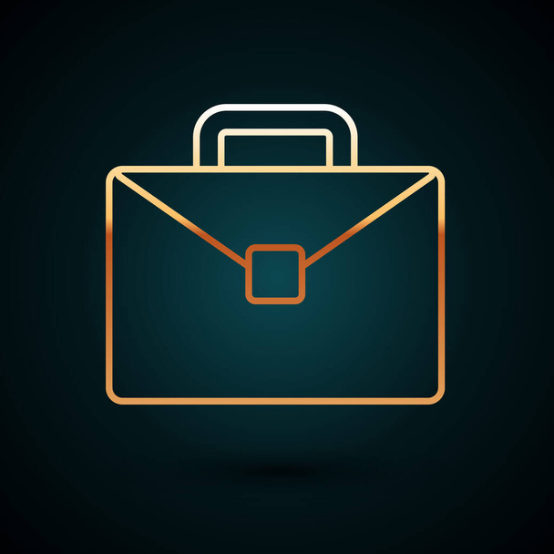 Gold line Briefcase icon isolated on dark blue background. Business case sign. Business portfolio.  Vector. - Vetor, Imagem