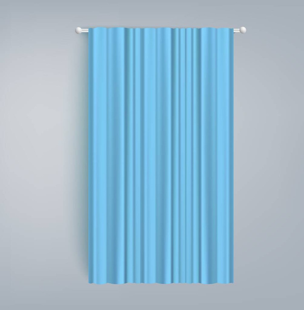 Blank blue window or shower curtain realistic vector illustration isolated. - Vector, afbeelding