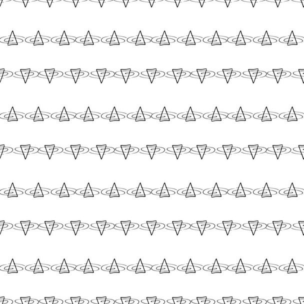 Vector seamless pattern with hand drawn abstract triangle and maelstrom on white background for textile, tile, clothes, notebooks, wallpaper - Вектор, зображення