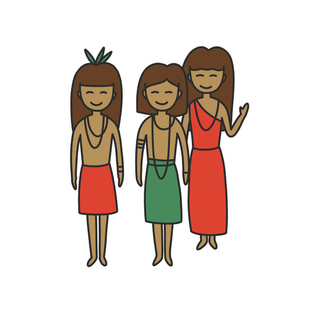 pueblo nativo garabato icono, vector de ilustración - Vector, Imagen