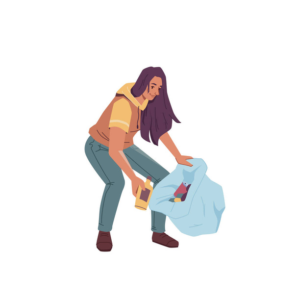 Nainen laukku kerätä roskat eristetty - Vektori, kuva
