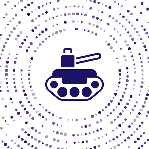 Blue Military tank icoon geïsoleerd op witte achtergrond. Abstracte cirkel willekeurige stippen. Vector. - Vector, afbeelding