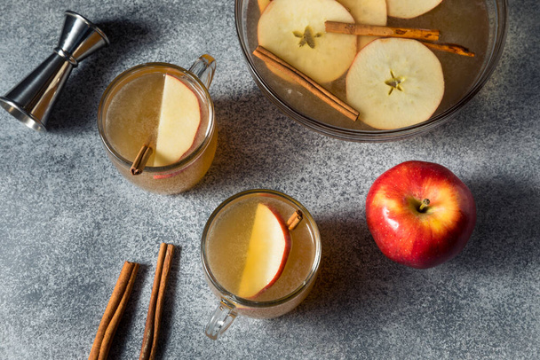Refreshing Boozy Apple Cider Cocktail Punch with Cinnamon - Φωτογραφία, εικόνα