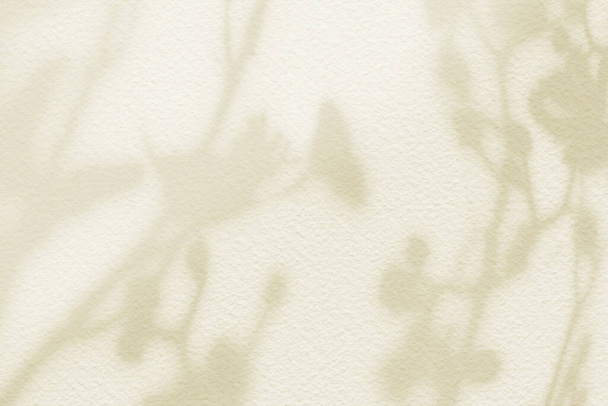 Натуральные тени цветов размыты на светло-желтой пастельной стене дома на рассвете. Косметические органические с минимальной концепцией. - Фото, изображение