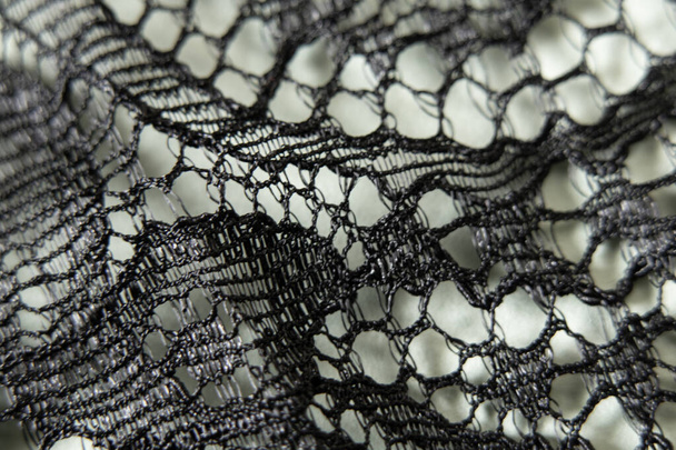 black lace fabric as background close up - Photo, Image