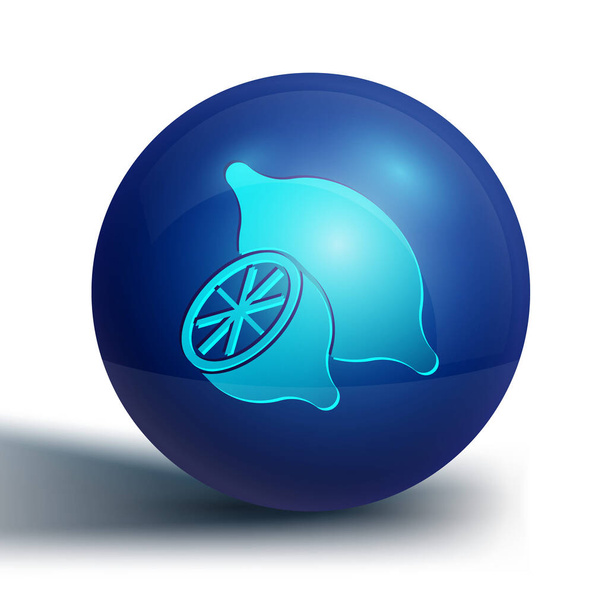 Blue Lemon icon isolated on white background. Blue circle button. Vector. - Vector, Image