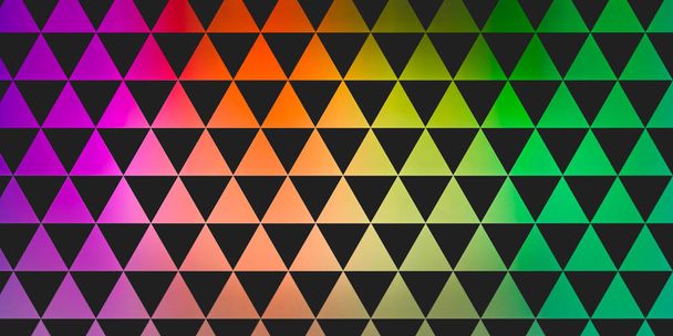Візерунок рівносторонніх барвистих трикутників на чорному з затіненням. Абстрактна ілюстрація
.  - Фото, зображення