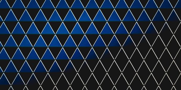 Μοτίβο από ισόπλευρα μπλε τρίγωνα σε μαύρο με σκίαση. Περίληψη εικονογράφησης.  - Φωτογραφία, εικόνα