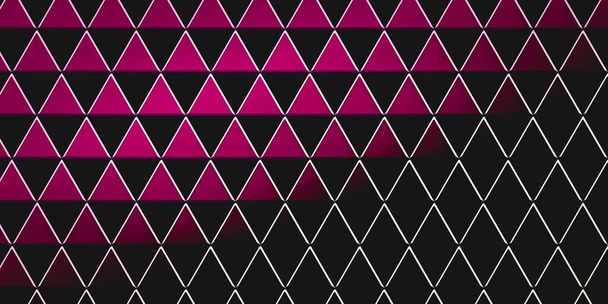 Pattern of equilateral pink triangles on black with shading. Abstract illustration.  - Photo, Image
