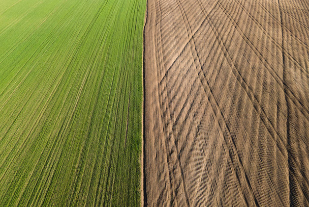 Aerial view, Rows of soil before planting. - Fotografie, Obrázek