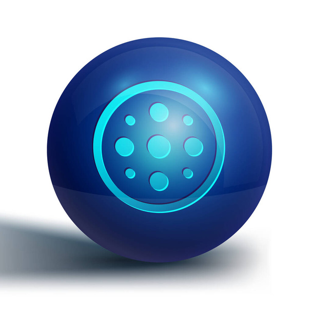 Blauer Nähknopf für das Kleidungssymbol isoliert auf weißem Hintergrund. Klamottenknopf. Blauer Kreis-Knopf. Vektor. - Vektor, Bild