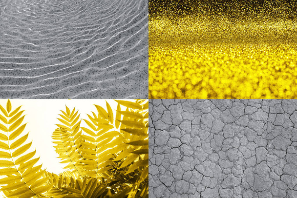 Collage con fondos en colores amarillo y gris - Foto, imagen