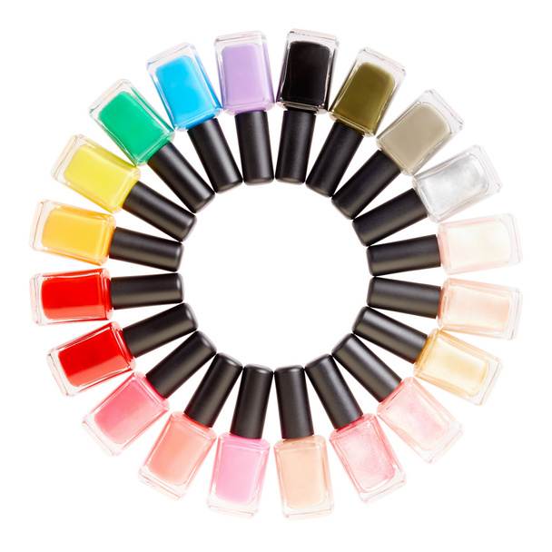 Nail polish colorful bottles circle - Foto, Imagen