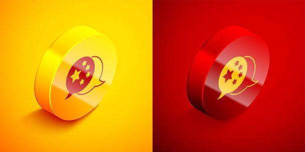 Izometrická Čína vlajka ikona izolované na oranžovém a červeném pozadí. Kruhové tlačítko. Vektor. - Vektor, obrázek
