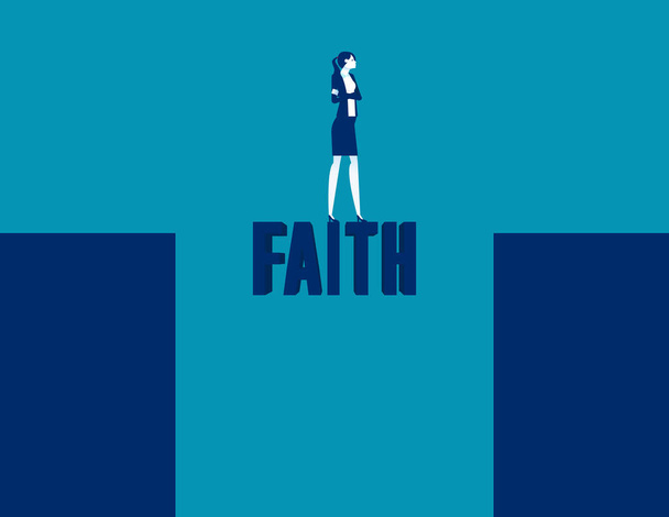 Бізнесмен поруч і прірва стоїть на слові віра
 - Вектор, зображення