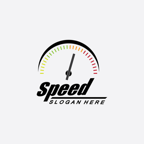 Hız logosu tasarımı, siluet hız göstergesi sembol vektörü, hız otomobil logosu çizim ikonu tasarımı - Vektör, Görsel