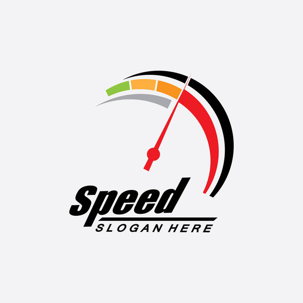 スピードロゴデザイン、シルエットスピードメーターシンボルアイコンベクトル、スピードオートカーロゴテンプレートベクトルイラストアイコンデザイン - ベクター画像