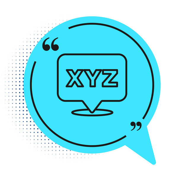 Fekete vonal XYZ Koordináta rendszer ikon elszigetelt fehér háttér. XYZ tengely a grafikon statisztikai megjelenítéséhez. Kék beszéd buborék szimbólum. Vektor. - Vektor, kép