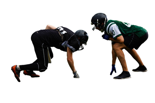 jeden quarterback americký fotbalista házet míč izolované na bílém pozadí - Fotografie, Obrázek