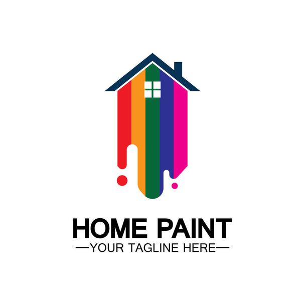 Accueil Peinture Logo vectoriel Design.Home Maison Peinture Service Coloriage Logo Design Template.House service de peinture, décoration et réparation icône multicolore Logo vectoriel. - Vecteur, image