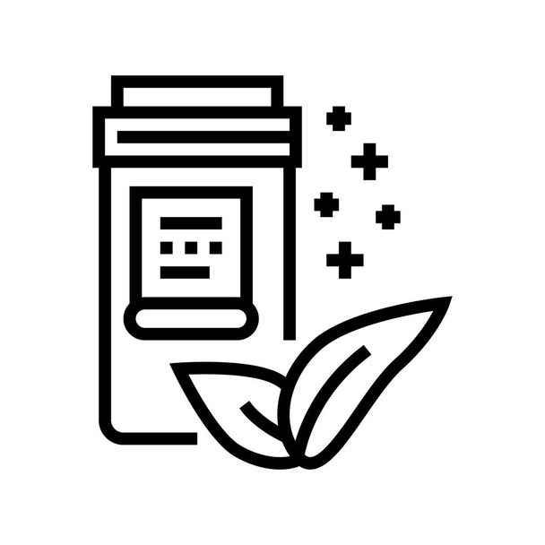 natural homeopathy vitamin or medical pills packaging line icon vector illustration - Vector, Image
